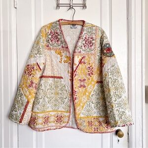 Sacred Imagination • Quilt Jacket vintage open front floral patchwork embroidery